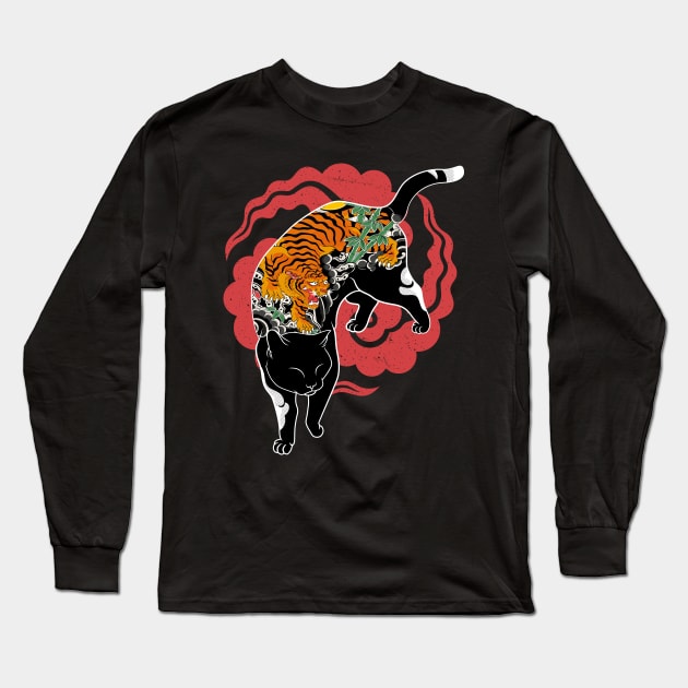 tiger tattoo cat Long Sleeve T-Shirt by redwane